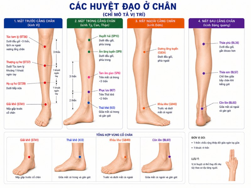các huyệt đạo ở vùng cẳng chân