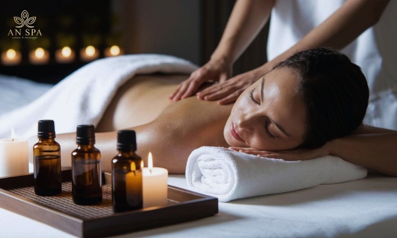 không gian spa thư giãn với tinh dầu