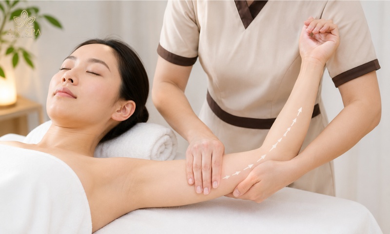 động tác vuốt nâng cơ từ khuỷu tay lên nách
