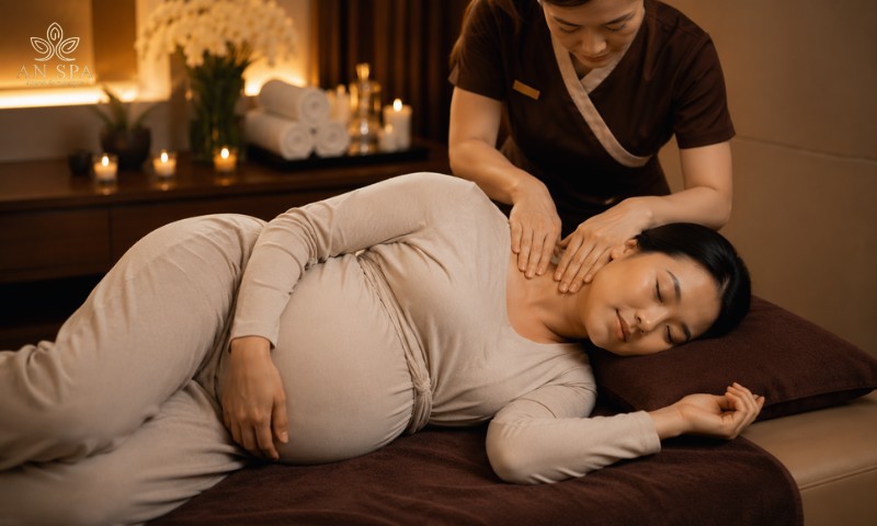 massage vùng cổ gáy cho bà bầu