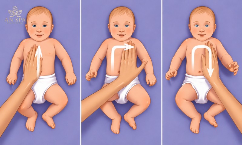 xoa bụng vòng tròn cho trẻ bị táo bón