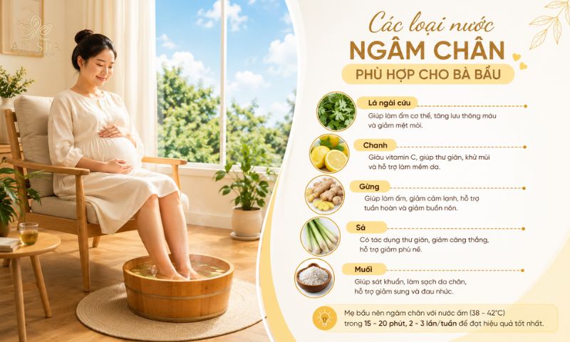 các loại nước ngâm chân phù hợp cho bà bầu