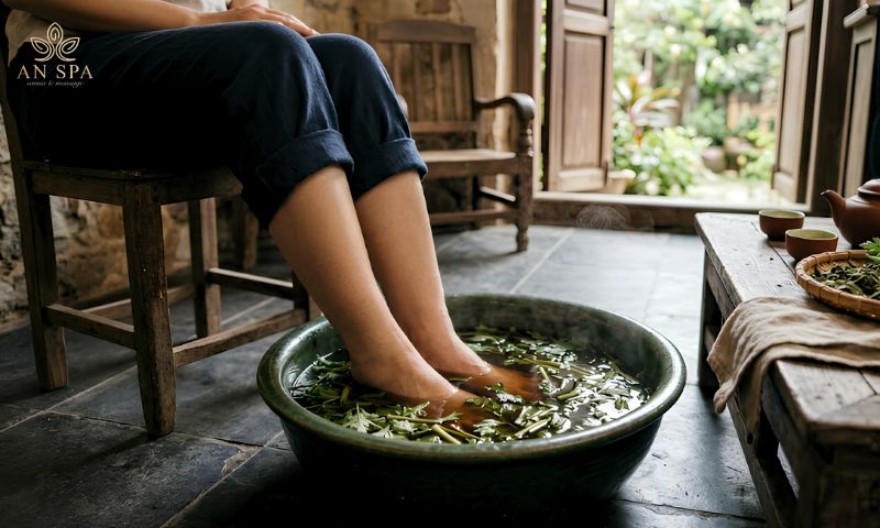 ngâm chân giúp thư giãn và giảm căng thẳng
