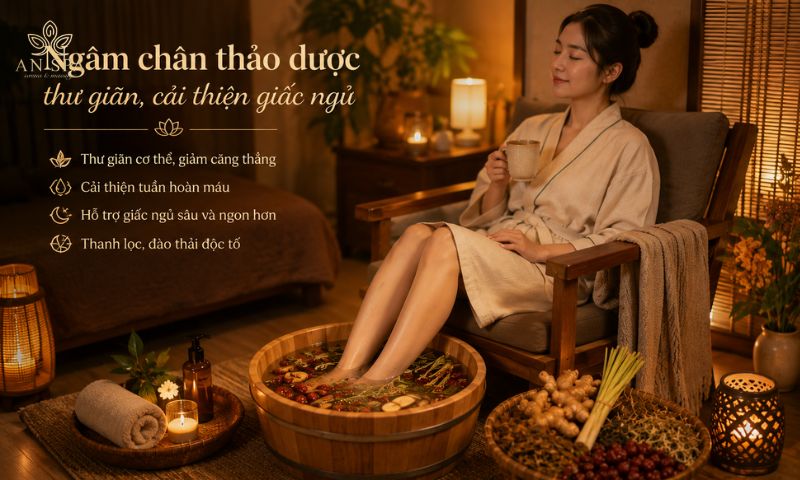 ngâm chân thảo dược cải thiện giấc ngủ