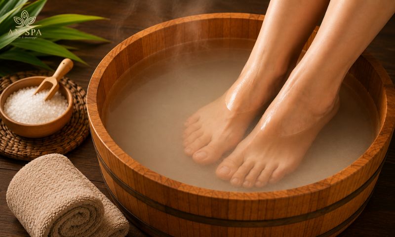 ngâm chân với muối là phương pháp đơn giản
