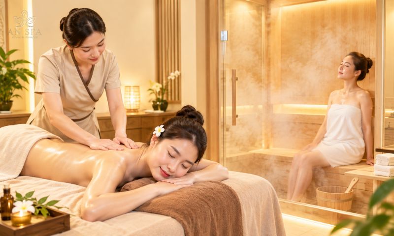 liệu trình kết hợp massage và xông hơi