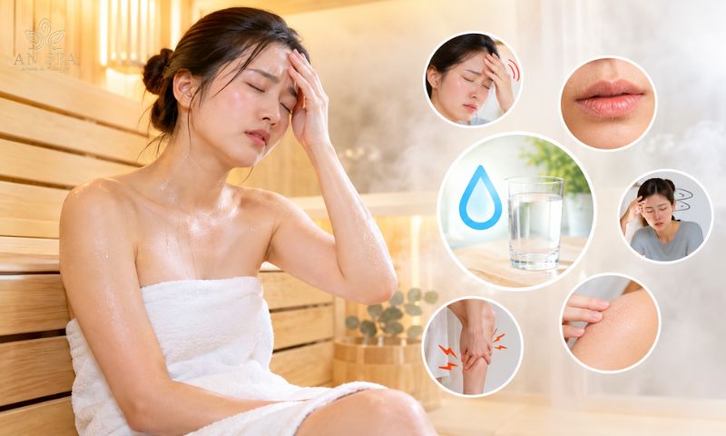 mất nước sau khi xông hơi quá lâu