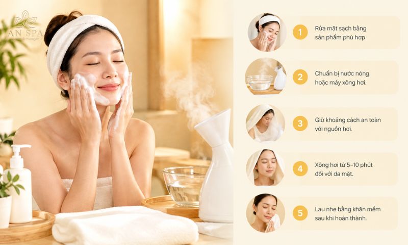 quy trình xông hơi da mặt đúng cách