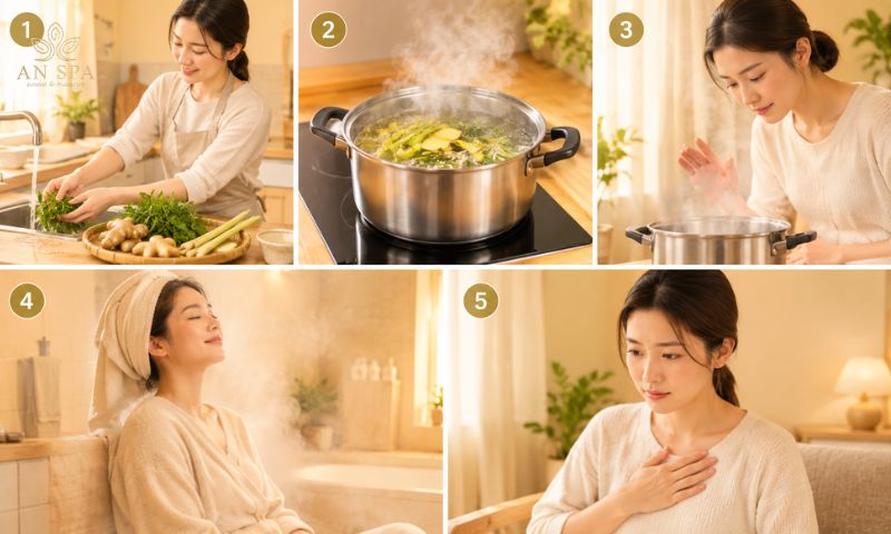 các xông hơi toàn thân bằng thảo dược giải cảm cúm