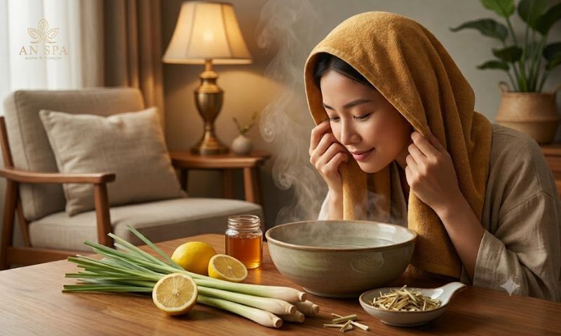 chanh tươi và sả dùng để xông hơi làm sạch da