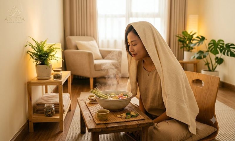 người chuẩn bị xông hơi tại nhà